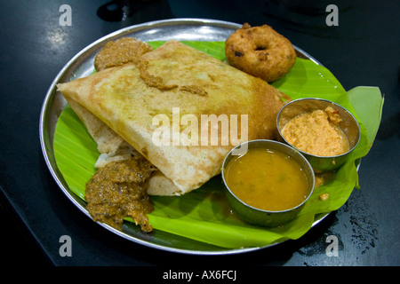 Masala Dosa dans un restaurant à Madurai Inde Banque D'Images