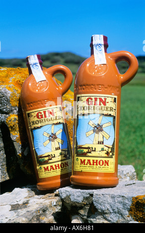 Gin du baleares Minorque Minorque, Espagne Xoriguer gin boivent de l'alcool de boissons locales avec du Xoriguer Mahon Banque D'Images