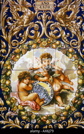 Séville, Séville, en carreaux de céramique signe pour Santa Ana boutique céramique, Triana, Andalousie, Espagne Banque D'Images