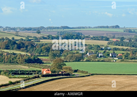 Vue sur Scamblesby dans le Lincolnshire Wolds Banque D'Images