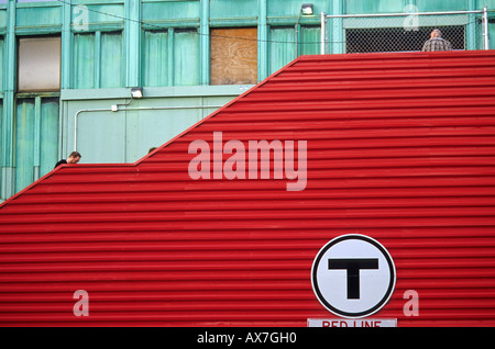La gare de métro, ligne rouge, les transports publics, MBTA, Boston, Massachusetts, United States, USA Banque D'Images