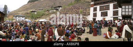 Bhoutan Paro Tsechu festival Festival, vue panoramique Banque D'Images