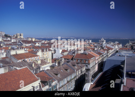 Vue Panoramique, Vieille Ville, Lisbonne Portugal Banque D'Images