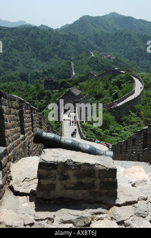 La Grande Muraille à Mutianyu, au nord de Beijing, Chine. Banque D'Images