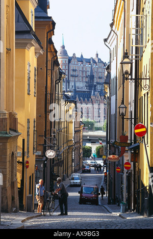 Ruelle de la vieille ville, Tyska Brinken, Stockholm, Suède Banque D'Images