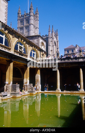 Les bains romains, Bath, Angleterre Banque D'Images