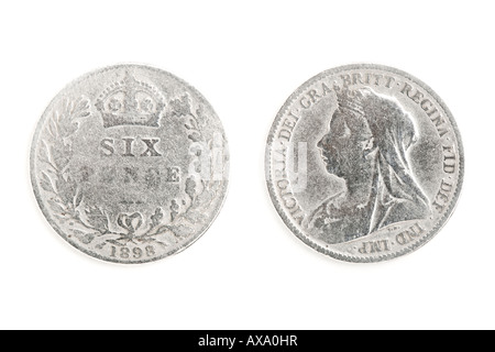 British Sixpence Coin (1898) Banque D'Images