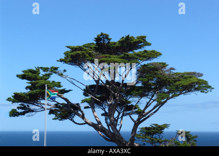 Drapeau et mer près de Cape Town, Afrique du Sud, l'Afrique Banque D'Images