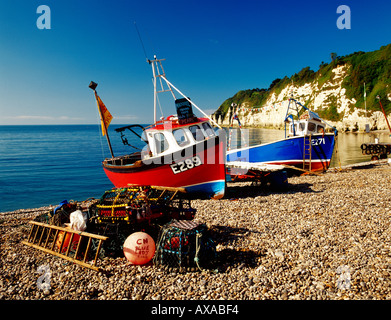 Les bateaux de pêche Devon UK Bière Banque D'Images