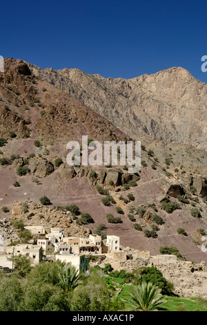 Le village de Hadash dans la région de cuvette Abidjan Marcory Zone 4 Jebel Akhdar dans l'ouest des monts Hajar en Oman. Banque D'Images