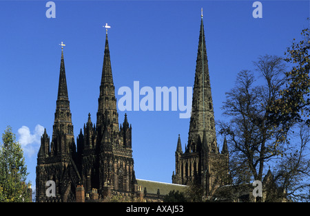 La Cathédrale de Lichfield en automne, Staffordshire, England, UK Banque D'Images