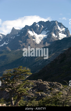 Andian montagne,Andes,Snow,randonnées,Stepp Patagonien, fondre, les lacs glaciaires, les glaciers, les Icebergs,,le Chili,,Torres del Paine National Park Banque D'Images