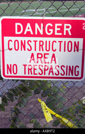 Danger zone de construction sign Banque D'Images