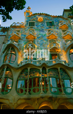 La Casa Batlló de Gaudi 1906 1904 Barcelone Espagne tombée de la façade Banque D'Images