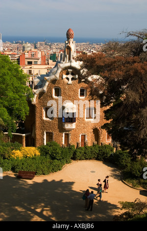 Parc Guell de Gaudi Barcelone porter s lodge Banque D'Images