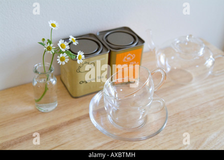 Les feuilles de thé dans le can Banque D'Images