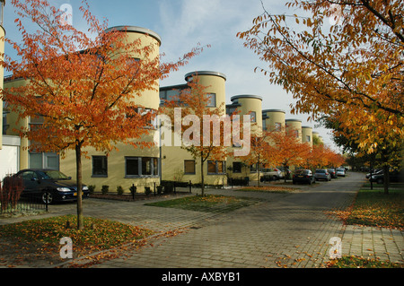 Quartier résidentiel à Almere Buiten avec architecture typique Pays-Bas Banque D'Images