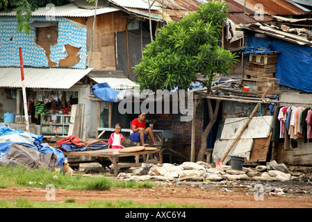 Du nord les bidonvilles de Jakarta, Indonésie Banque D'Images