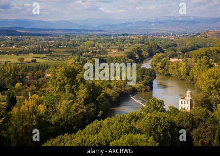 Le moulin cordier et weir sur la rivière orb, de la cathédrale St nazaire, bézier, languedoc-roussillon, france Banque D'Images