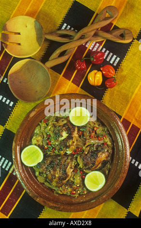 Gambie Sénégal Poulet Yassa alimentaire Banque D'Images