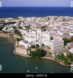 Vue aérienne de la vieille ville de San Juan sur l'île de Porto Rico dans les Caraïbes Banque D'Images