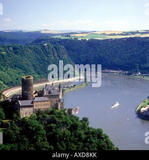 St Goarshausen - Katz château surplombant le Rhin près de la Loreley Rock Banque D'Images