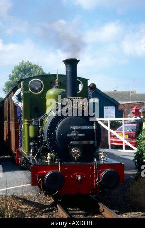 Talyllyn Railway train à pendre passage à niveau. Banque D'Images