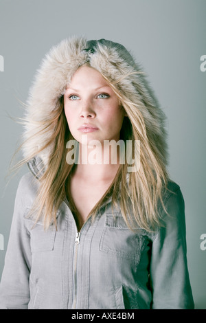 Femme, hiver-fashion, portrait Banque D'Images