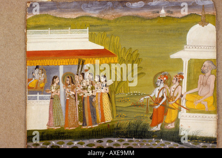 Kishangarh (Inde) et de Tulsi Rama c 1770 kanoria. Peinture miniature indienne, Rajasthan Inde Banque D'Images