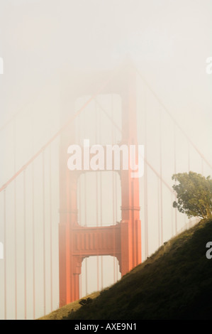 La Californie, San Francisco, Golden Gate Bridge dans le brouillard Banque D'Images