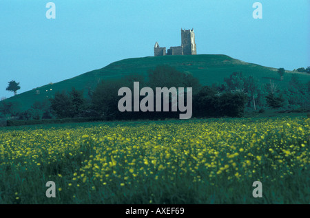 Burrow Mount, Burrowbridge, également connu sous le nom de Burrow Mump, 18th Century St Michael's Church Somerset UK 1990 HOMER SYKES Banque D'Images