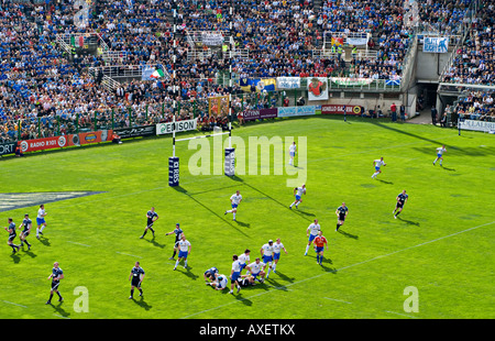 Les joueurs sur le terrain à la Six Nations 2008 Rugby clash entre l'Ecosse et l'Italie au Stadio Flaminio à Rome. Banque D'Images