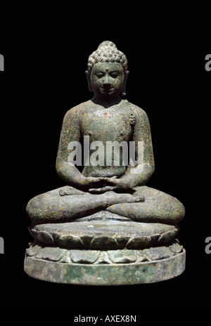 Musée Solo Java (Indonésie) bouddha assis en dhyana mudra vue avant. Banque D'Images