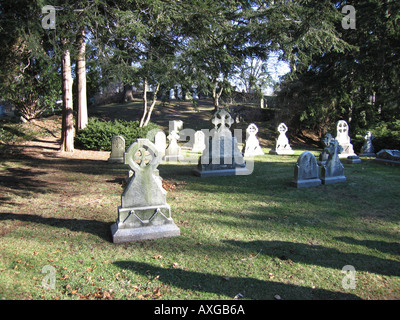 Pierre tombale dans un vieux cimetière Mt. Auburn Cemetery Banque D'Images