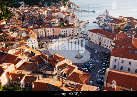 La place Tartini, Piran, Slovénie Banque D'Images