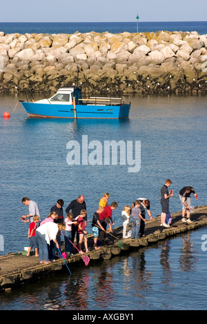 Les pêcheurs et en crabe à Rhos on Sea Colwyn Bay North Wales Banque D'Images