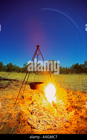 Scène de camp, outback Queensland, Australie Banque D'Images