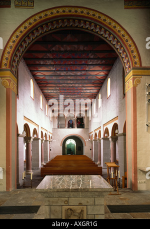 Essen-Werden, église paroissiale Saint Lucius (Älteste Pfarrkirche nördlich der Alpen), Blick nach Westen Banque D'Images