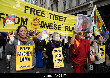 Tibet libre à partir de la démonstration de la règle chinoise London 22 03 08 Banque D'Images