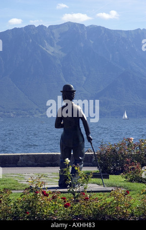 Statue de Charlie Chaplin à Vevey Banque D'Images