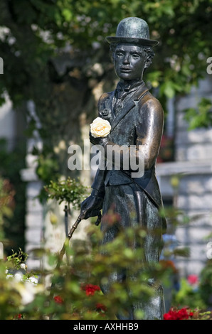 Statue de Charlie Chaplin à Vevey Banque D'Images