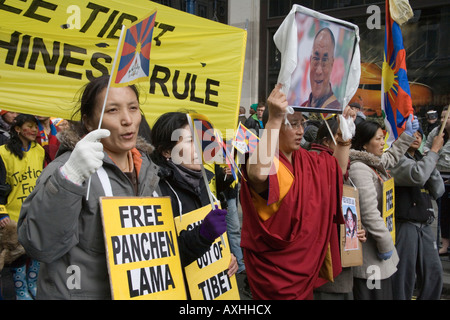 Tibet libre à partir de la démonstration de la règle chinoise London 22 03 08 Banque D'Images