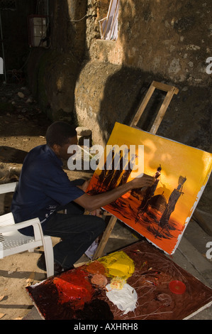 Tanzanie Zanzibar Stone Town peintre Banque D'Images