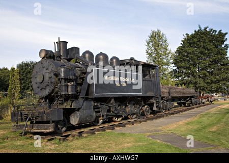 L'exploitation forestière MacMillan Bloedel préservé train 1044 l'île de Vancouver Canada Chemainus Banque D'Images