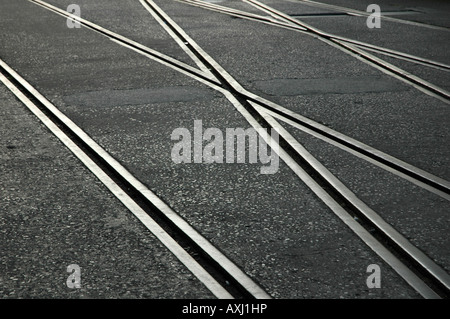 Trainlines crossing Banque D'Images