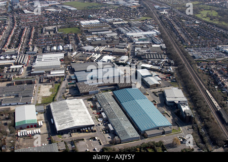 Vue aérienne oblique de haut niveau à l'est du parc industriel de Perivale Ealing London UB6 England UK Février 2006 Banque D'Images