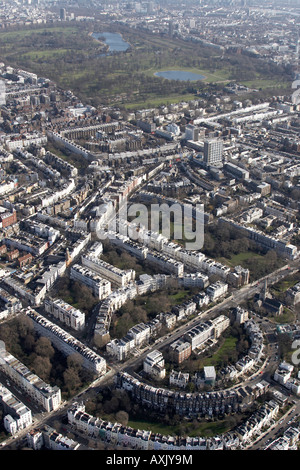 Vue aérienne oblique de haut niveau à l'est de Hyde Park, Notting Hill Notting Hill, Kensington London W11 W2 England UK Février 2006 Banque D'Images