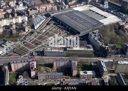 Vue aérienne oblique de haut niveau à l'est de la gare de Euston Hampstead Road Londres NW1 England UK Février 2006 Banque D'Images