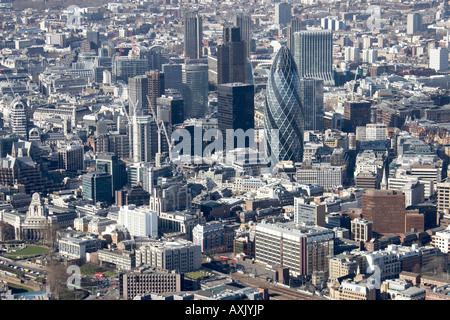 Vue aérienne oblique de haut niveau au nord-ouest de ville de London EC2 EC3 England UK Février 2006 Banque D'Images