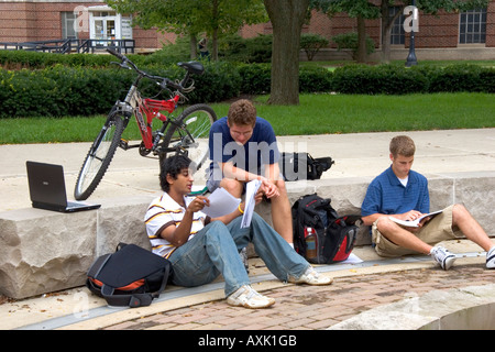 Les élèves étudient avec un tuteur sur le campus de l'Université Purdue à West Layfayette Indiana Banque D'Images